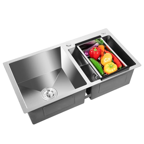 Xuyuw Lavadero Para Lavar Kleidung Mano Doppel waschbecken 31,7 Qt Edelstahl mit Anti-Splash-Design, Kommerzielle Küche Utility Basin Garage und Becken von Xuyuw