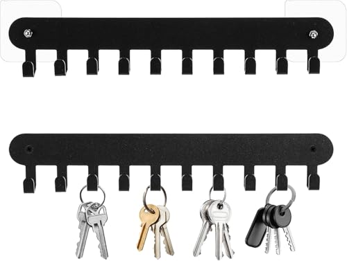 Xuzhouzhou 2 Stück Schlüsselhalter Wandhalterung Kleber, 10 Haken für Schlüssel an der Wand, kein Bohren Schlüssel Rack von Xuzhouzhou