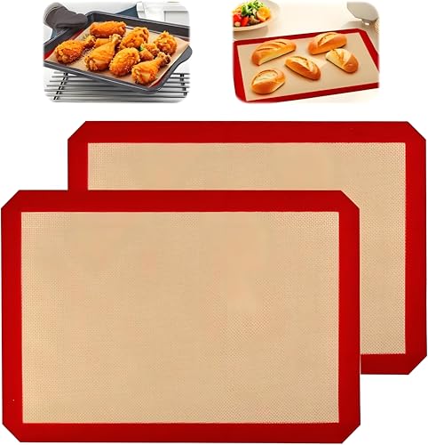 Xvbhaq 2 Stück Silikon Backmatte, Hitzebeständige Wiederverwendbare Silikonmatte, Belegt Beschichtetes Backpapier nicht, Abwischbare Silikon Backmatte, Hitzebeständiges Backblech von Xvbhaq