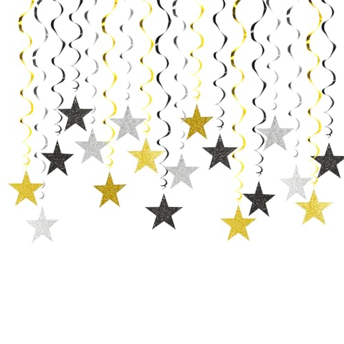 Xvbhaq 24 Stück Luftschlangen Silber Gold Schwarz, Wirbel, Sterne Deko, Spiralen Girlande, Partydeko Hängende für Geburtstag, Karneval, Neues Jahr, Silvester, Weihnachten, Abschlussfeier Xvbhaq 24 Stück Luftschlangen Silber Gold Schwarz, Wirbel, Sterne Deko, Spiralen Girlande, Partydeko Hängende für Geburtstag, Karneval, Neues Jahr, Silvester, Weihnachten, Abschlussfeier von Xvbhaq