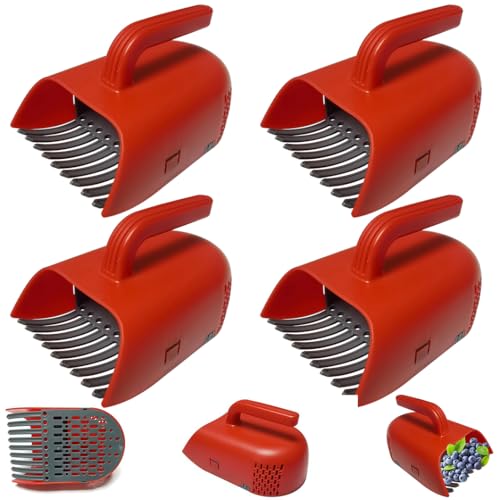 4 Stück Beerenpflückerkamm mit Griff – Heidelbeerrechen Schaufel – Beerenernte Rechen Korb | Zum Pflücken von Himbeeren, Brombeeren, Heidelbeeren und Johannisbeeren, 22,8 x 14 x 12,4 cm von Xvilmaun