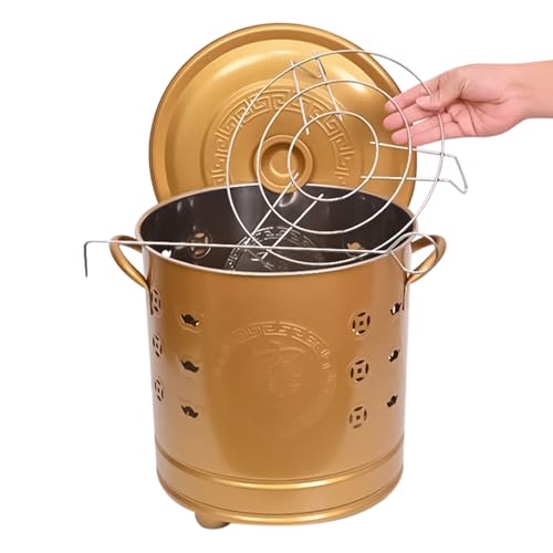 Feuertonne Für Den Gartenabfall - Tonne Zum Verbrennen Von Papier - Brennfass Aus Edelstahl Mit Deckel, Feuerhaken Und Einsatz | Für Camping Bauernhof Balkon Abfall Holz Garten Kamin Feuerstellen von Xvilmaun