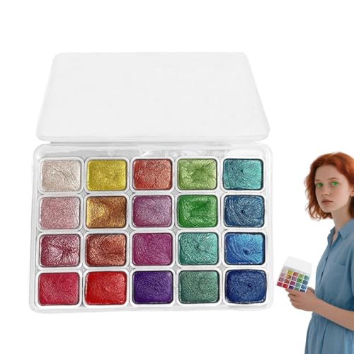 Xvilmaun Aquarellfarben | 20 Farben Aquarell Set | Glitzer Bastelbedarf Tragbar Für Kinder Jugendliche Erwachsene von Xvilmaun