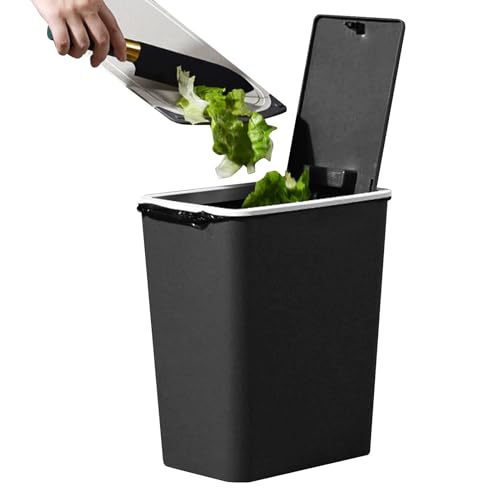 Xvilmaun Badezimmer Mülleimer Mit Deckel | Abfallbehälter,Schmaler Moderner 13L Recyclingbehälter Mit Druckknopfverschluss Für Küche Badezimmer Etc. von Xvilmaun