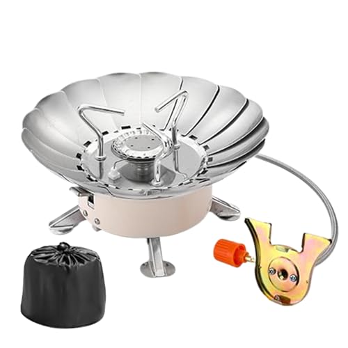 Xvilmaun Campingkocher, Outdoorkocher, Klappbarer Edelstahlbrenner Mit Verstellbarem Windschutz, Piezozündung & Winddicht Für Picknick & Garten von Xvilmaun