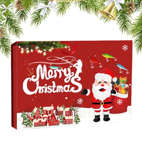 Xvilmaun Fischfang Adventskalender | Weihnachts Angelköder 24 Tage Countdown Kalender | Angelzubehör Köder für Süßwasser Salzwasser | Angler Enthusiasten Männer Teenager Großvater Ehemann Freund Vater von Xvilmaun