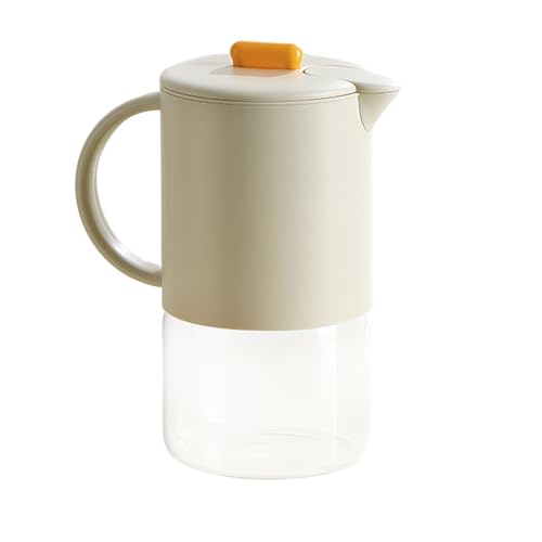 Xvilmaun Glass Karaffen Mit Griff Und Deckel | 1500ml Glas Karaffe Mit Deckel Und Henkel | Luftdichter Spenderkrug Für Flüssigkeiten Milch Kaffee Tee Kühlschrank Cocktails,Für Kaffee Cocktails Milch von Xvilmaun