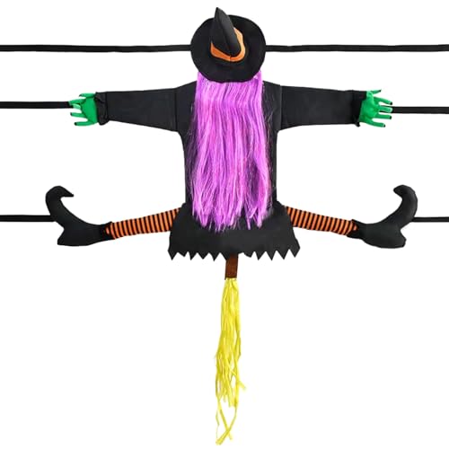 Xvilmaun Halloween-Hexendekoration,Fliegende Abgestürzte Hexen - 100 cm große Deko für Baum Garten Vorgarten Säulen und Türen bei Festen von Xvilmaun