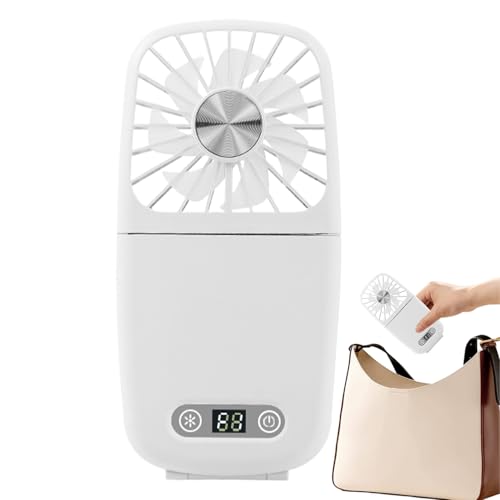 Xvilmaun Kühlender Halsventilator - Tragbarer Handventilator mit verstellbaren Geschwindigkeiten & Lanyard | Leiser USB-Betriebener Kühlventilator Mit Spiegel & Lanyard, 3 Stufen Verstellbar & von Xvilmaun