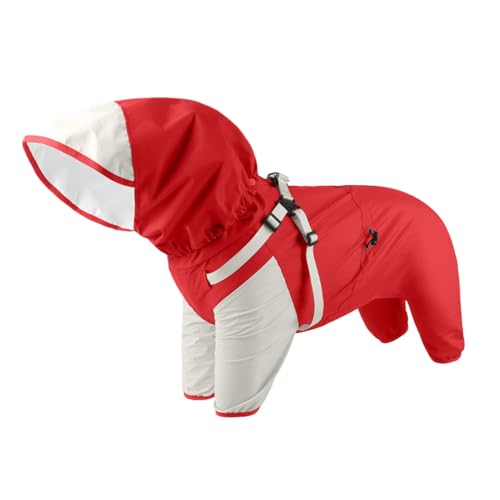 Xvilmaun Regenmantel Für Hunde,Glatter Welpen Regenponcho mit Kapuze | wasserdichte Verstellbare Reflektierende Kleidung Für Hunde In Größen M Bis XL Bei Regenwetter Spaziergängen Und Outdoor von Xvilmaun