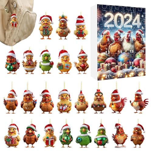 Xvilmaun Weihnachtlicher Hühnerkalender, 24 Tage, Küken, niedliche Ornamente, Urlaubs-Countdown-Kalender, Huhn, 2D-flache Acryl-Ornamente für Urlaub, Auto, Rückspiegel, Weihnachtsbaum, Wand, Tür Xvilmaun Weihnachtlicher Hühnerkalender, 24 Tage, Küken, niedliche Ornamente, Urlaubs-Countdown-Kalender, Huhn, 2D-flache Acryl-Ornamente für Urlaub, Auto, Rückspiegel, Weihnachtsbaum, Wand, Tür von Xvilmaun