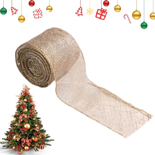 Xvilmaun Weihnachts Maschenband für Kränze,Rotes Schmuckband Für Weihnachtsbaumdekoration | Deko Für Enthusiasten Stylisten Frauen Männer Kränze Briefkasten Mittelpunkt von Xvilmaun