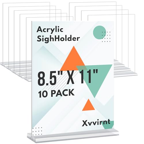 Xvvirnt Acryl-Schilderhalter, 21,6 x 27,9 cm, doppelseitig, transparenter Ständer, transparenter Kunststoff-Schilderhalter, vertikaler Menü-Flyer, Papierhalter für Büro, Zuhause, Geschäft, Restaurants Xvvirnt Acryl-Schilderhalter, 21,6 x 27,9 cm, doppelseitig, transparenter Ständer, transparenter Kunststoff-Schilderhalter, vertikaler Menü-Flyer, Papierhalter für Büro, Zuhause, Geschäft, Restaurants von Xvvirnt