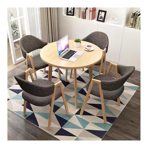 XwBaiW 5 Stück Runder Esstisch for 4 Faux Marmor Tischplatte Und 4 Stühle Moderne Küche Kreis Tisch Set Platzeinsparung for Wohnung(Yellow,Dark Gray 1) von XwBaiW