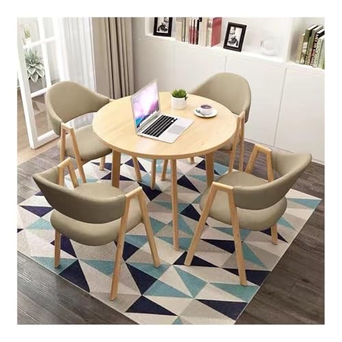 XwBaiW 5 Stück Runder Esstisch for 4 Faux Marmor Tischplatte Und 4 Stühle Moderne Küche Kreis Tisch Set Platzeinsparung for Wohnung(Yellow,Khaki) von XwBaiW