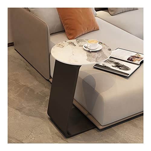 XwBaiW C-Form Sofa Beistelltisch Rund Kunstmarmorplatte Unter Couch Nachttisch Tische Kaffee Und Snack Time Tablett for Wohnzimmer(Multi Colored) von XwBaiW