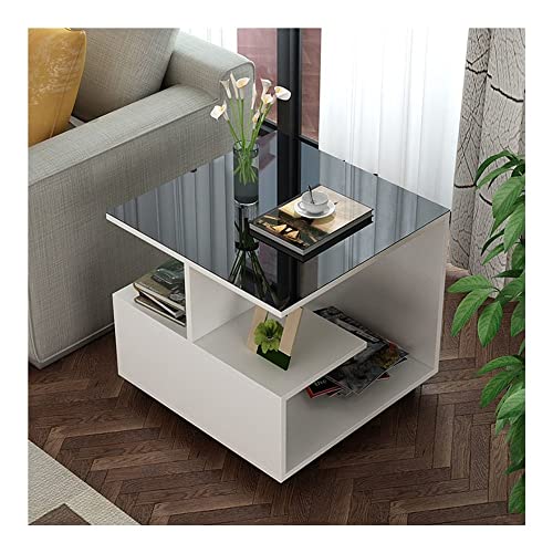 XwBaiW Quadratischer Beistelltisch 3-Tier Nachttisch Kleines Sofa Couchtische Moderner Akzent Mit Offenem Regal Keine Montage Erforderlich(Bianco,60X60X50cm) von XwBaiW