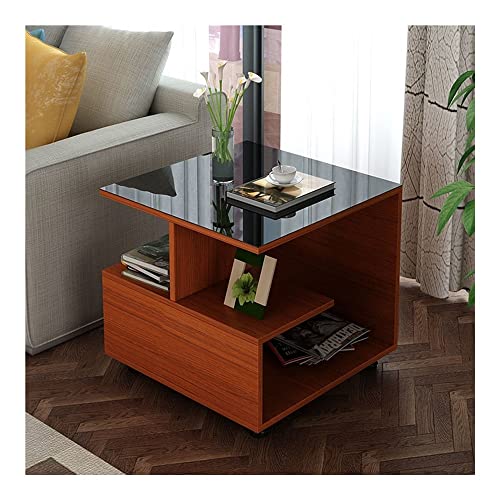 XwBaiW Quadratischer Beistelltisch 3-Tier Nachttisch Kleines Sofa Couchtische Moderner Akzent Mit Offenem Regal Keine Montage Erforderlich(Teak,60X60X50cm) von XwBaiW