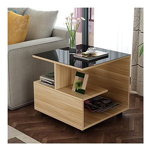 XwBaiW Quadratischer Beistelltisch 3-Tier Nachttisch Kleines Sofa Couchtische Moderner Akzent Mit Offenem Regal Keine Montage Erforderlich(Walnut,50X50X50cm) von XwBaiW
