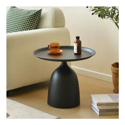 XwBaiW Runde Side End Couchtische Getränketisch Moderner Akzent Nachttisch Wohnung Dekorativ Kleine Räume, Einfache Montage(Schwarz,40 * 42) von XwBaiW