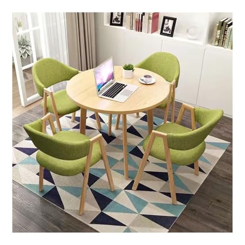 XwBaiW Runder Esstisch for 4 Faux Marmor Tischplatte Und 4 Stühle 5 Stück Moderner Küchentisch Set for Esszimmer(Yellow,Green) von XwBaiW