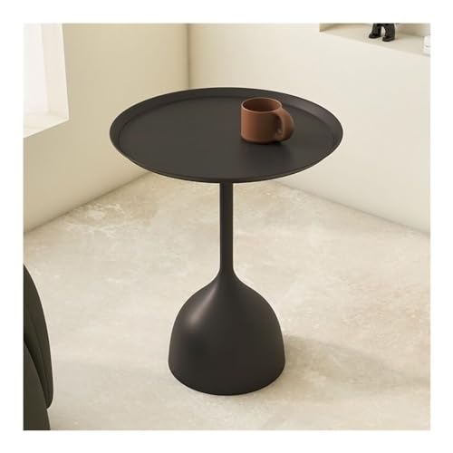 XwBaiW Runder Geriffelter Beistelltisch Getränk Couch Sofa Kaffee Tee Tische Nachttisch Home Decor for Wohnzimmer, Schlafzimmer(Schwarz,40 * 60) von XwBaiW