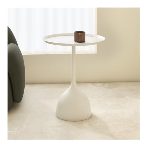 XwBaiW Runder Geriffelter Beistelltisch Getränk Couch Sofa Kaffee Tee Tische Nachttisch Mit Metallgestell for Kleine Räume, Einfache Montage(Bianco,40 * 60) von XwBaiW