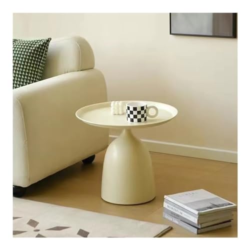 XwBaiW Runder Geriffelter Beistelltisch Getränk Couch Sofa Kaffee Tee Tische Nachttisch Mit Metallgestell for Kleine Räume, Einfache Montage(Yellow,40 * 42) von XwBaiW