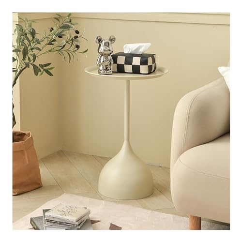 XwBaiW Runder Geriffelter Beistelltisch Getränk Couch Sofa Kaffee Tee Tische Nachttisch Mit Metallgestell for Kleine Räume, Einfache Montage(Yellow,40 * 60) von XwBaiW