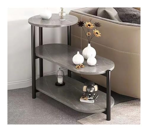 XwBaiW Schmaler Beistelltisch 3-Tier Small End Slim Nightstand Nachttische Faux Marmor Tischplatte Night Stand Storage Shelf Easy Assembly(Gray 2,Large) von XwBaiW