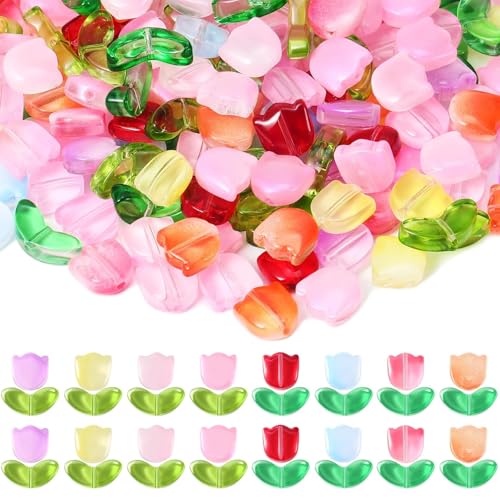 320pcs Blumenperlen, 14 mm farbenfrohe Glasblumenperlen für Schmuck, das Ohrringarmband DIY Bastelgeschenke machen 320pcs Blumenperlen, 14 mm farbenfrohe Glasblumenperlen für Schmuck, das Ohrringarmband DIY Bastelgeschenke machen von Xweptuy