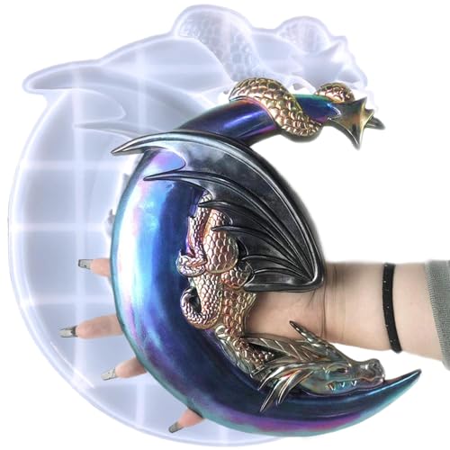Drachenform mondförmiger realistischer 3D Dragon Harz Schimmel einfache Freisetzung DIY-freundliche Silikonformen für Handwe von Xweptuy