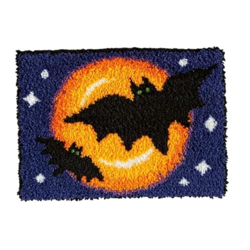 Latch Hook Kits DIY Häkelgarn Kits Halloween Fledermäuse Teppichsticke Haken Teppich Kit Wandteppich für Kinder und Erwachse Latch Hook Kits DIY Häkelgarn Kits Halloween Fledermäuse Teppichsticke Haken Teppich Kit Wandteppich für Kinder und Erwachse von Xweptuy