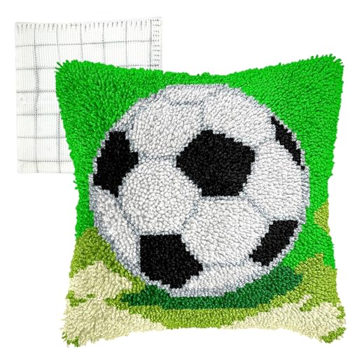 Latch Hook Kits für Erwachsene Fußballmuster 17x17 Latch Hook Kit für Kissenbedeckung mit Anweisungen für DIY-Friendl Anfäng Latch Hook Kits für Erwachsene Fußballmuster 17x17 Latch Hook Kit für Kissenbedeckung mit Anweisungen für DIY-Friendl Anfäng von Xweptuy
