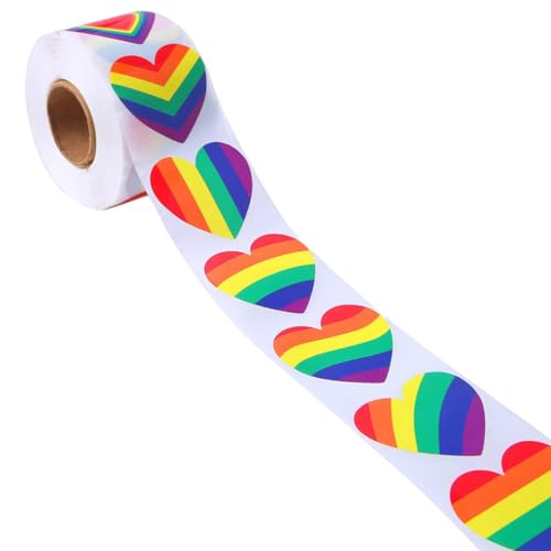Regenbogenaufkleber rollen herzförmige Schwule Pride Sticker für Party-Dekoration LGBT-Gruppenaktivitäten 2.5 cm von Xweptuy