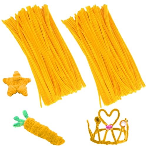 Rohrreiniger 200pcs DIY gelbe Rohrreiniger 12 Zoll für bastelige maßgeschneiderte dicke Handwerksvorräte für Kinder Erwachse von Xweptuy