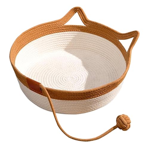 Xweptuy Katzenkorb mit Spielzeugschwanz, handgewebt von Xweptuy