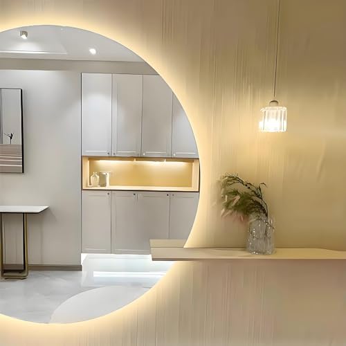 Xxbbyubo 120x80cm Halbrunder Spiegel mit Beleuchtung Modern Dimmbar Badspiegel mit Antibeschlag, Intelligent Schminkspiegel mit Touch-Schalter, 3 Lichtfarben Rahmenloser Wandspiegel(Right Semicircle,1 Xxbbyubo 120x80cm Halbrunder Spiegel mit Beleuchtung Modern Dimmbar Badspiegel mit Antibeschlag, Intelligent Schminkspiegel mit Touch-Schalter, 3 Lichtfarben Rahmenloser Wandspiegel(Right Semicircle,1 von Xxbbyubo