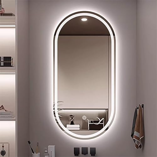 Xxbbyubo Groß LED Oval Schminkspiegel mit Beleuchtung, 3 Lichtfarben Dimmbar Beschlagfrei Badspiegel mit Intelligent Touch-Schalter(24"x40") von Xxbbyubo