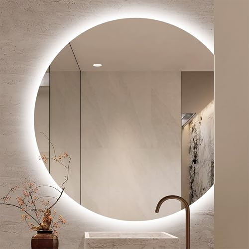 Xxbbyubo Modern LED Badezimmer Spiegel, Halbrunder Wandspiegel mit Beleuchtung, 3 Lichtfarbe Rahmenlos Ganzkörperspiegel, Bad Beschlagfrei mit Touchschalter(Right Cut,40inch) von Xxbbyubo