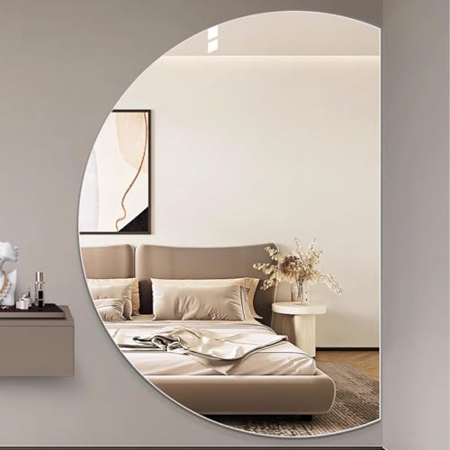 Xxbbyubo Modern Wandmontage Hinterleuchteten Ganzkörperspiegel, 120cm Halbrunder Dimmbar Antibeschlag Badezimmerspiegel mit Touchschalter(Left Half Circle,35inch) von Xxbbyubo