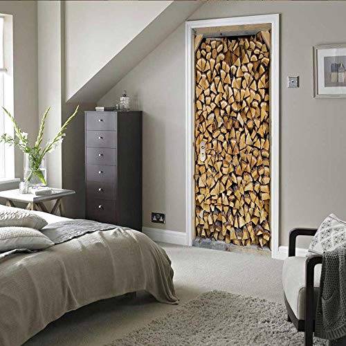 Xxellie Schlafzimmer Türaufkleber Dreidimensional Holz Kreativ 95X215Cm Türposter Fototapete Poster Tapete Pvc 3D Türaufkleber Selbstklebend Diy von Xxellie