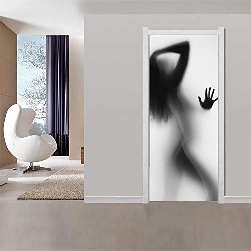 Xxellie Türaufkleber Selbstklebend Bad Weiß Frau Spiegelung 60X200Cm 3D Türtapete Wandbilder Selbstklebend Tür Poster Mauer Aufkleber Zuhause Dekor von Xxellie