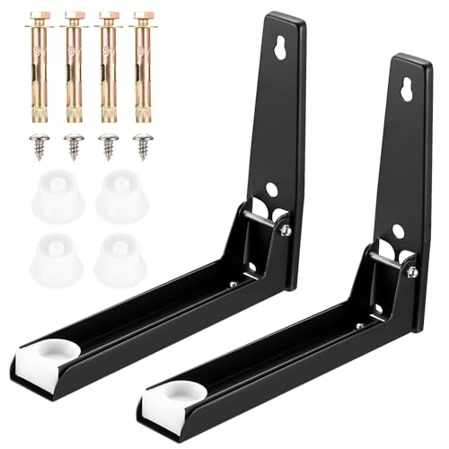 2 STK Mikrowellenhalterung Wand, Mikrowellen Halter Wandhalterung, Versenkbarer Edelstahl Mikrowelle Halterung Wand für Mikrowellenherde Microwellengerät Klein Backöfen(Schwarz) von XxinXrong