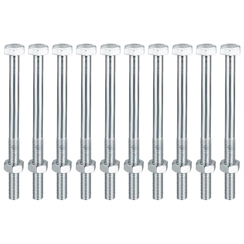 XxinXrong 10 Stück Sechskantschrauben M10 x 160 mm, M10 Sechskantschrauben mit Schaft, verzinkt Außensechskant Teilgewindeschrauben Sortiment für Metallbauarbeiten Autos von XxinXrong