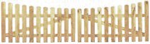 StaketenTor 'Premium' 300x85/71 cm - unten – kdi / V2A Edelstahl Schrauben verschraubt - aus getrocknetem Holz glatt gehobelt – nach unten gebogene Ausführung - von XycoX
