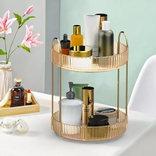 Xyconcep 360° Rotatable Golden Perfume Holder, Cosmetic Organizer, Dressing Table Organizer von Xyconcep