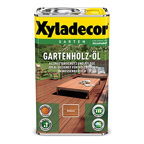 2,5 L Xyladecor Gartenholz-Öl , Allwetterschutz und Pflege für Holzböden, Farbton Rötlich von Xyladecor