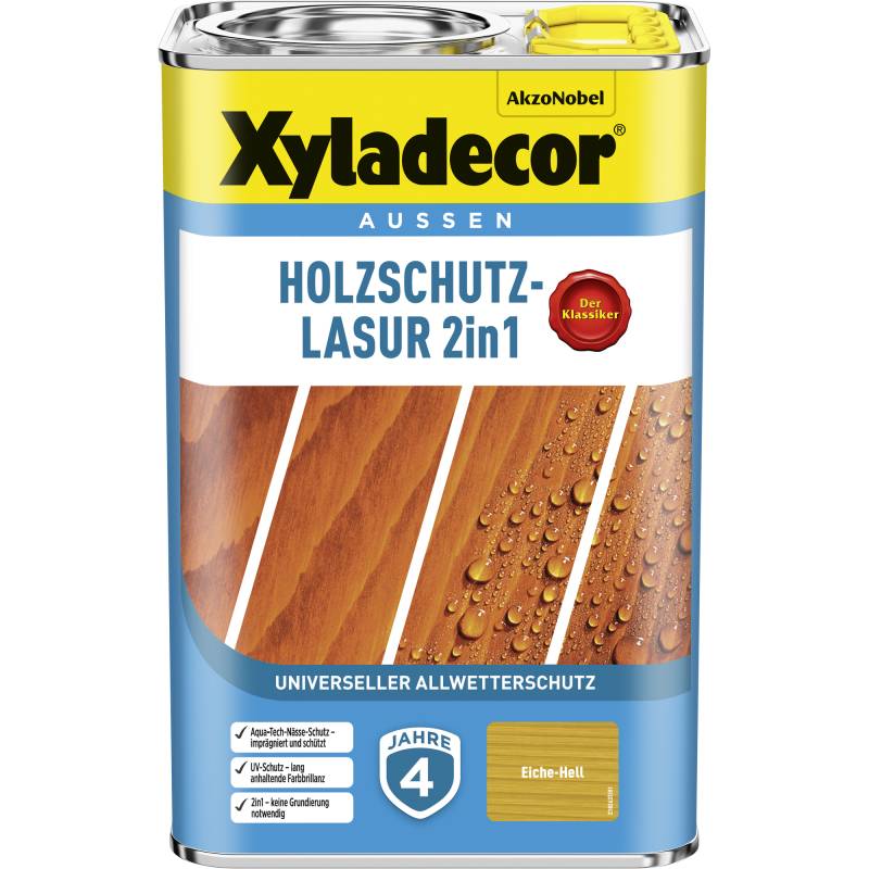 Xyladecor 2in1 Holzschutzlasur eichefarben hell 4 l von Xyladecor
