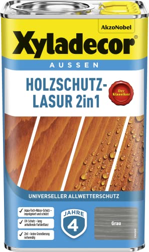 Xyladecor Holzschutz-Lasur 2 in 1, 2,5 Liter Grau von Xyladecor